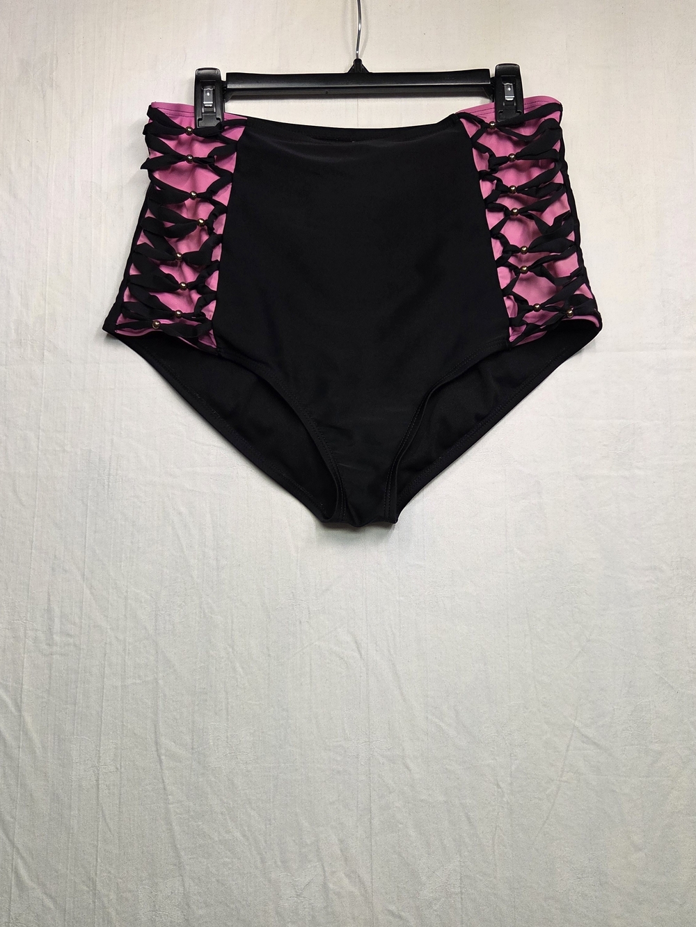 Swimsuits For All Swim Sexy Size 18 High Waist Bikini Bottom Pink Black #0217